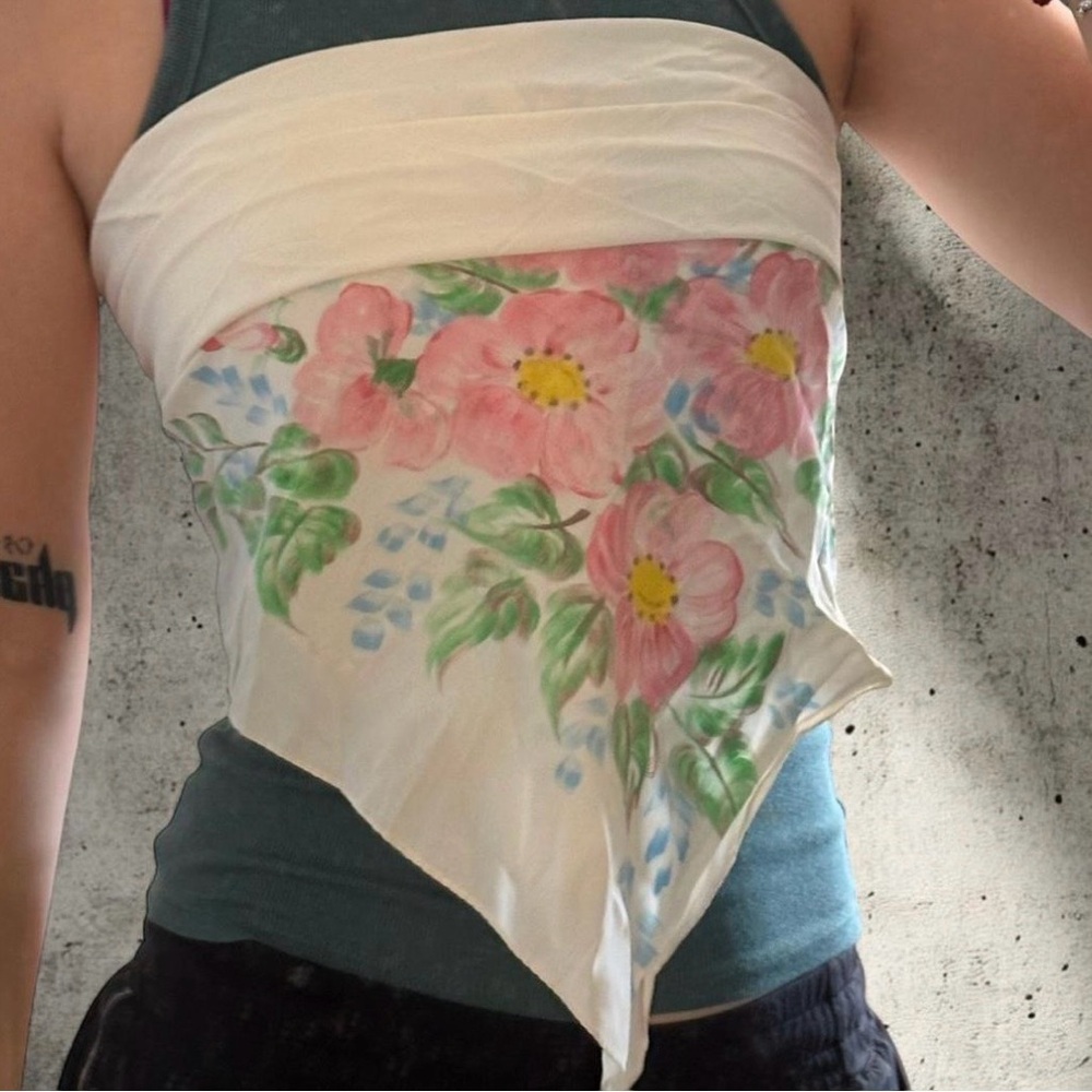 Vintage Hand Painted Scarf